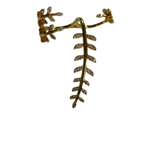 Goldtone Double Ring Adjustable Fern Floral - Picture 3 of 6